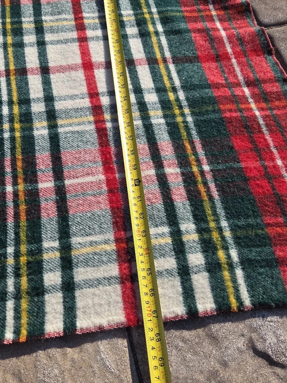 Vintage L.L. Bean Wool Tartan Plaid Blanket Red Green Cabin Cottage